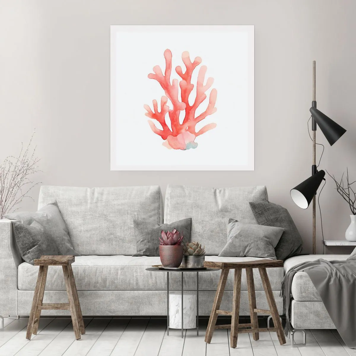 Pôster - Coral de cor coral - 60x60 cm