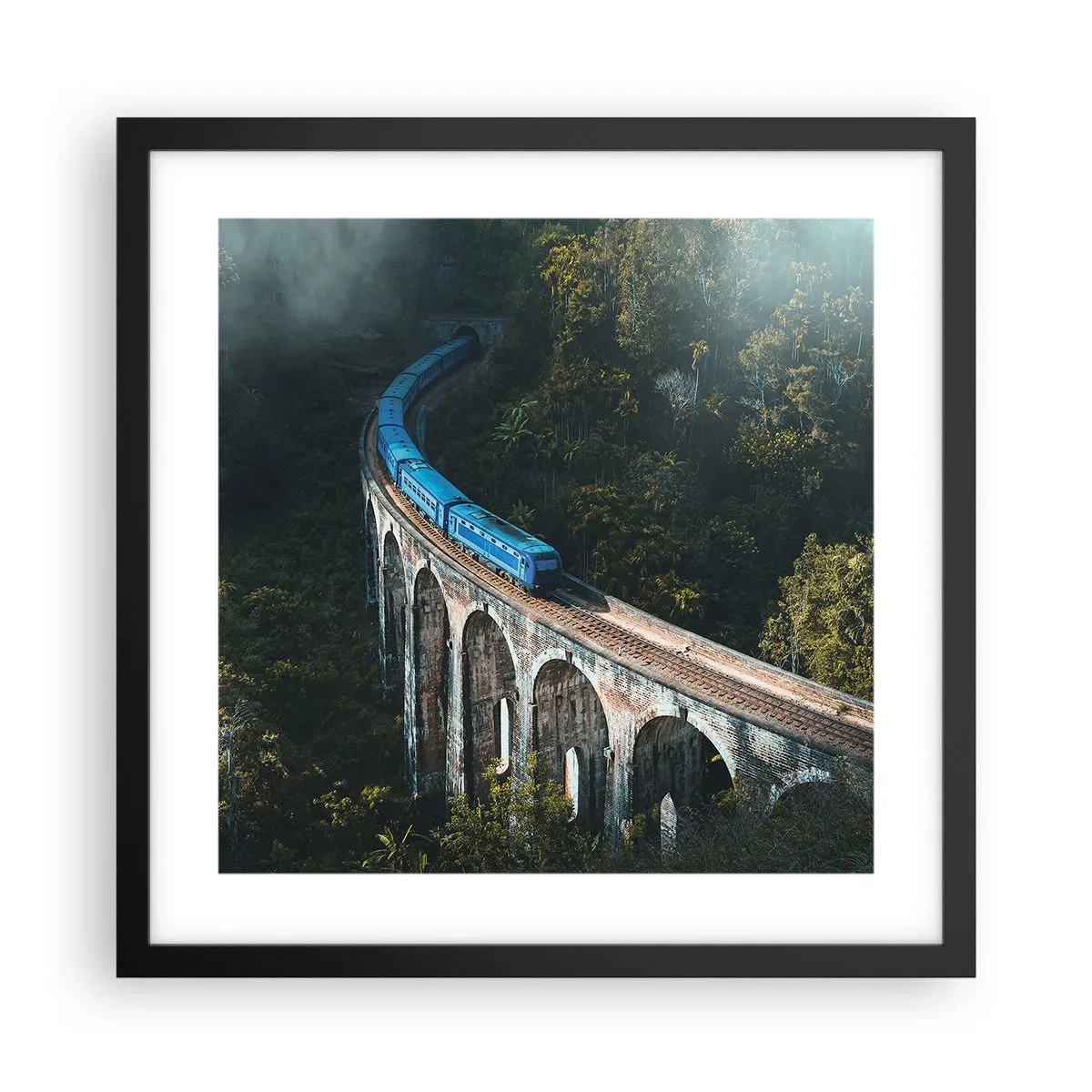 Pôster com moldura preta - Comboio para a natureza - 40x40 cm