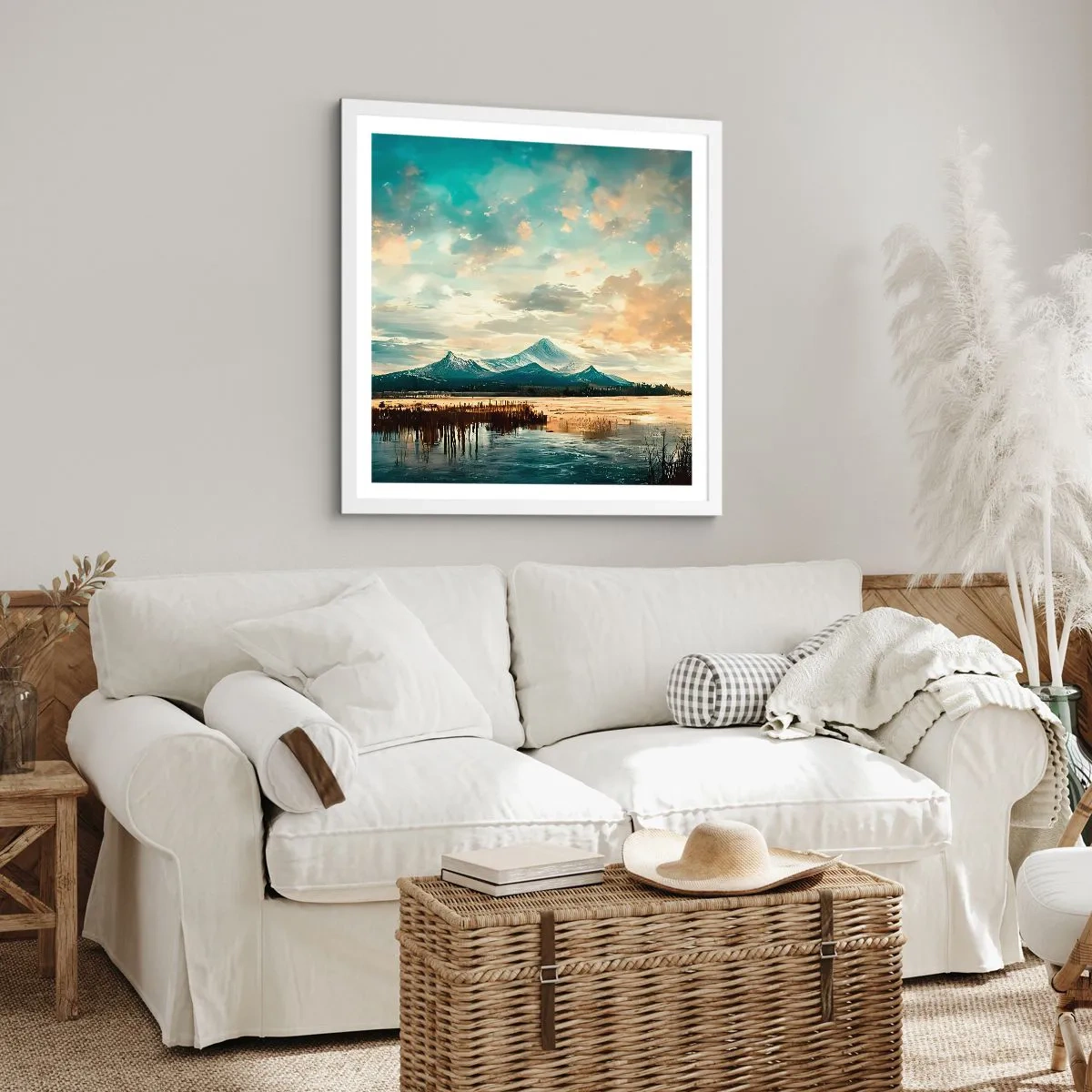 Pôster em moldura branca - Sob a proteção do céu - 40x40 cm