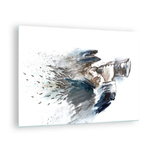 Quadro em vidro - Um homem com binóculos em uma composição dinâmica de aquarela - 70x50cm - Dez na escala Beaufort! - Decoração de parede moderna para a sala de estar e quarto ARTTOR