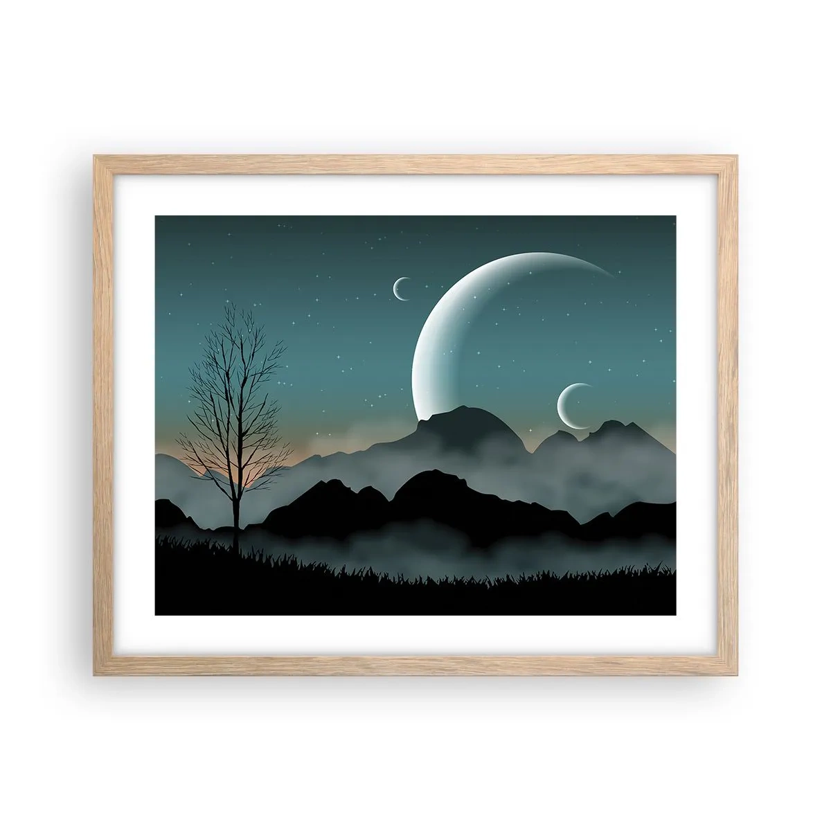 Pôster com moldura de carvalho claro - Carnaval de uma noite estrelada - 50x40 cm