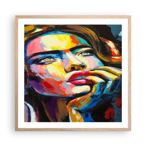 Pôster com moldura de carvalho claro - Sonhos como pássaros voando no céu - 60x60 cm