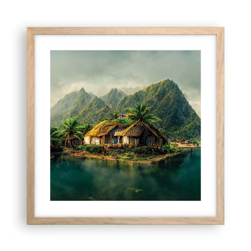 Pôster com moldura de carvalho claro - Paraíso Tropical - 40x40 cm