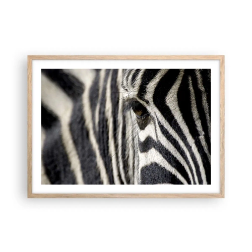 Pôster com moldura de carvalho claro - Retrato em listras - 70x50 cm