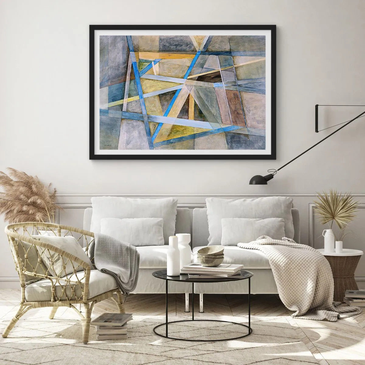 Pôster com moldura preta - Em linha reta ou na diagonal? - 91x61 cm