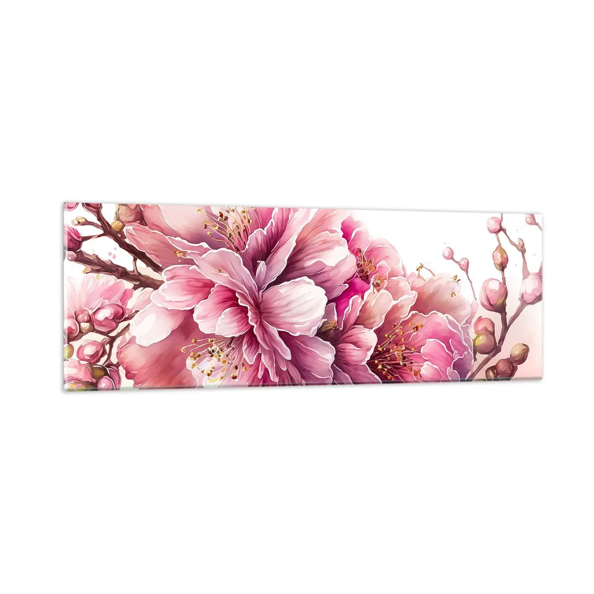 Quadro em vidro - Flor de cerejeira - 90x30 cm