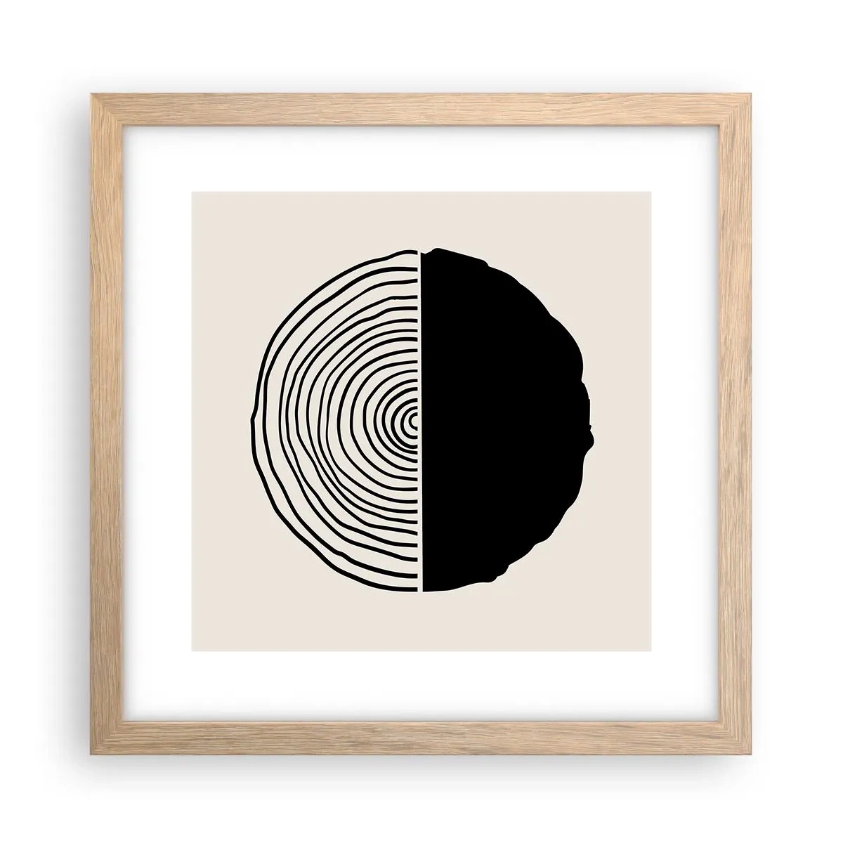 Pôster com moldura de carvalho claro - Meio a meio - 30x30 cm