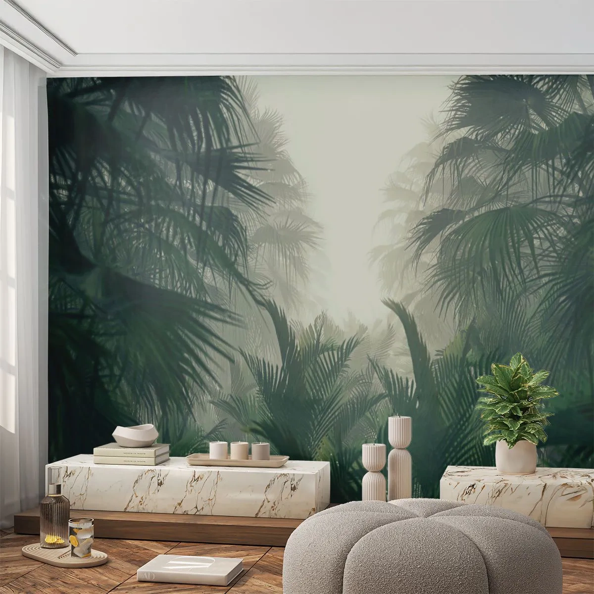 Papel de parede personalizado Premium Canvas - Mistério tropical - Selva, Coqueiro, Floresta