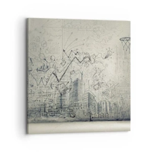 Quadro em tela - Minha vida maravilhosa na cidade - 70x70 cm