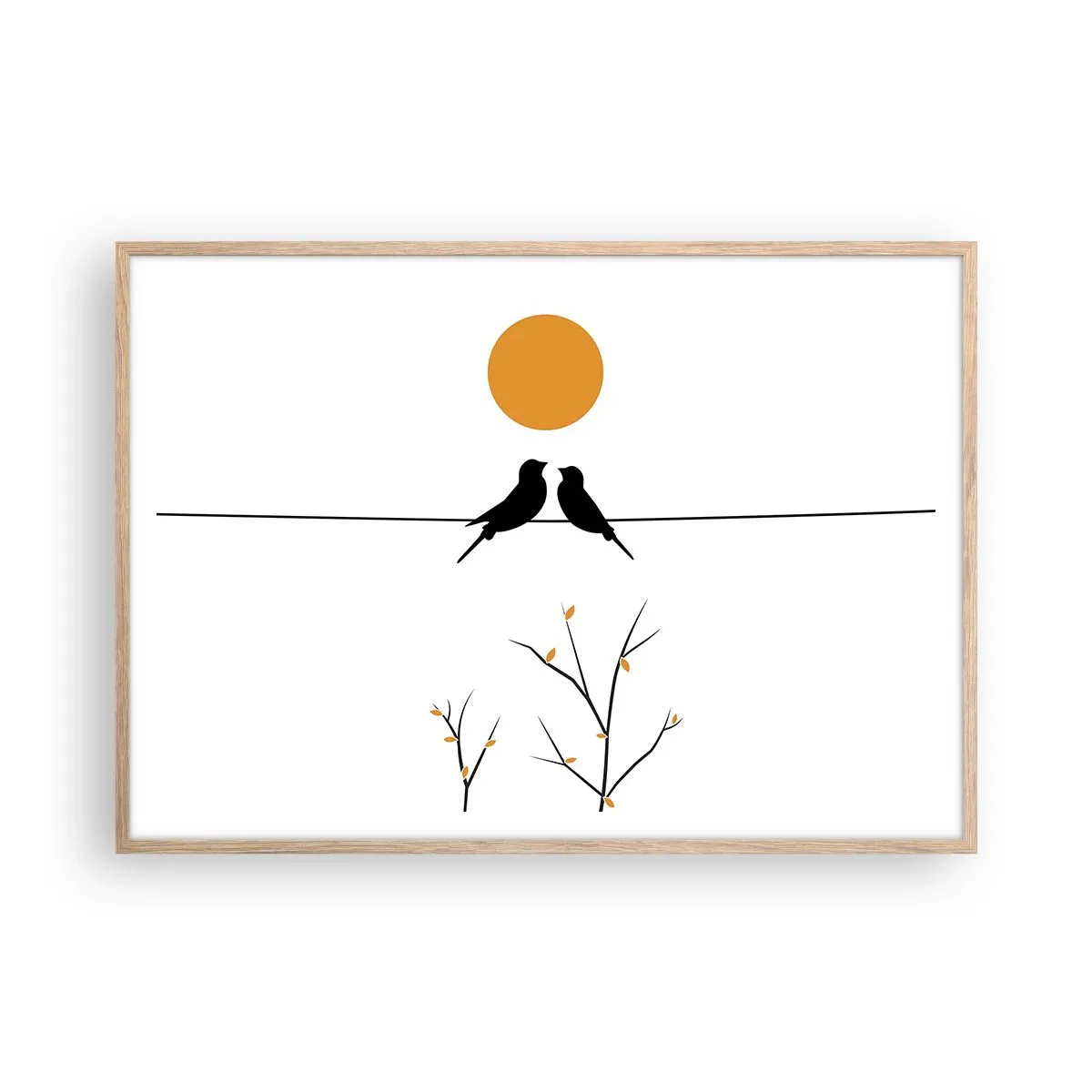 Pôster com moldura de carvalho claro - A noite dos rouxinóis - 100x70 cm