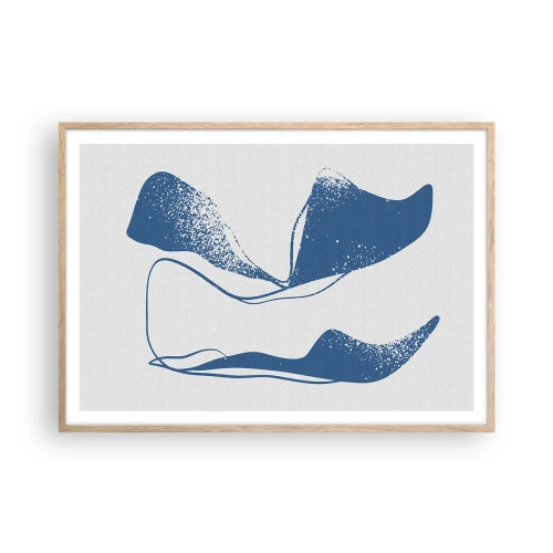 Pôster com moldura de carvalho claro - Abstração alada - 100x70 cm