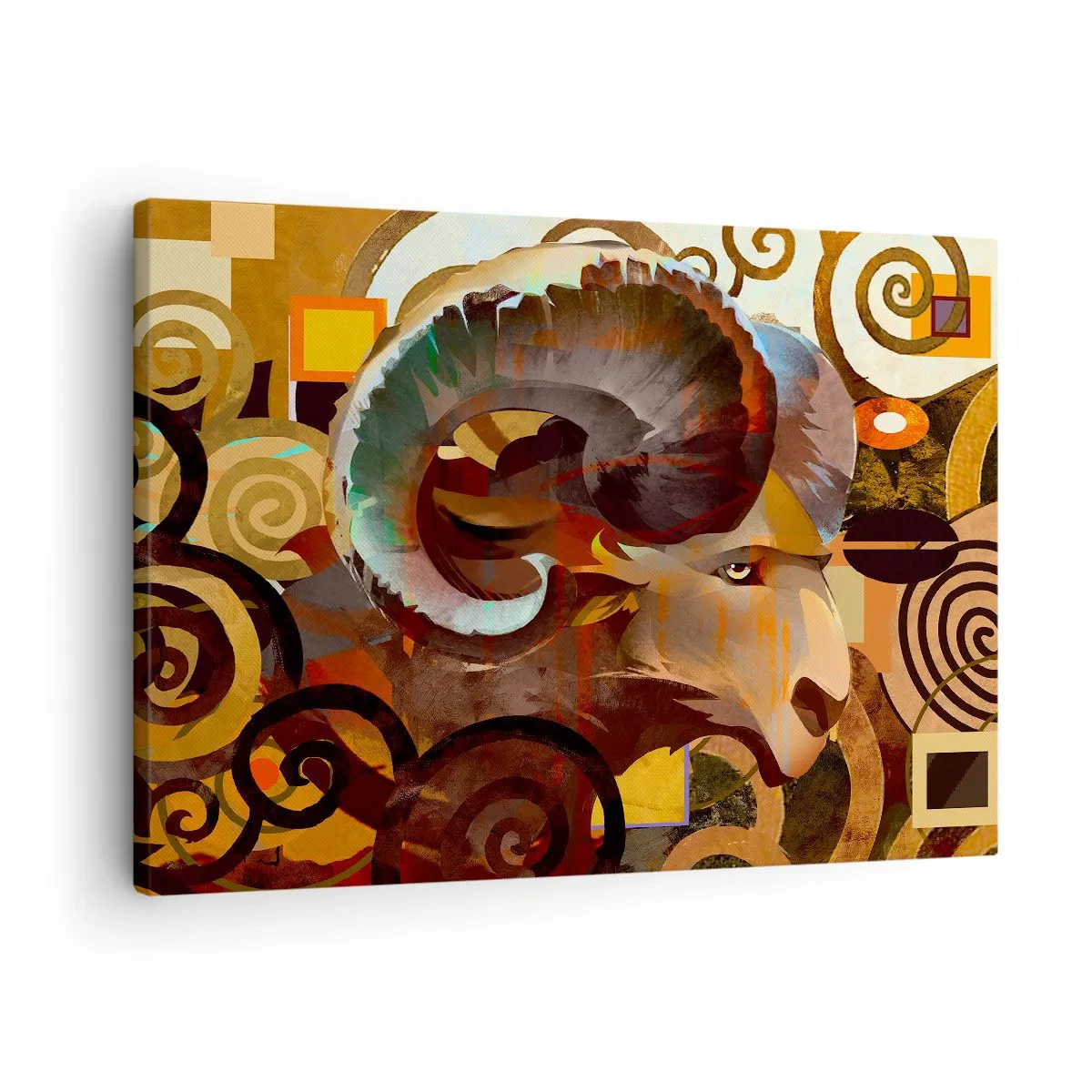 Quadro em tela - Um carneiro simbólico em uma composição abstrata - 70x50cm - Magia - religiões - rituais - Decoração de parede moderna para a sala de estar e quarto ARTTOR