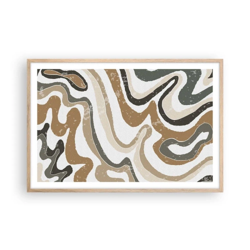 Pôster com moldura de carvalho claro - Meandros de cores da terra - 91x61 cm