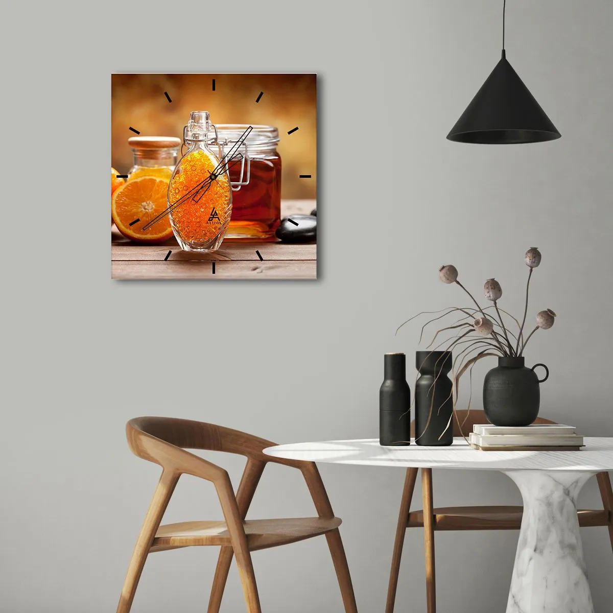 Relógio de parede - Relógio em vidro - Sabores e aromas ensolarados - 30x30 cm