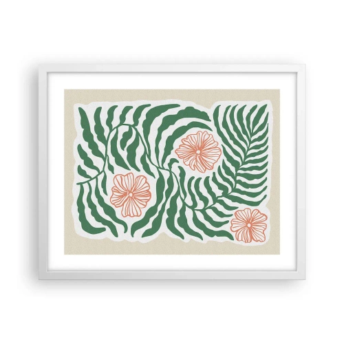 Pôster em moldura branca - Florescendo em verde - 50x40 cm