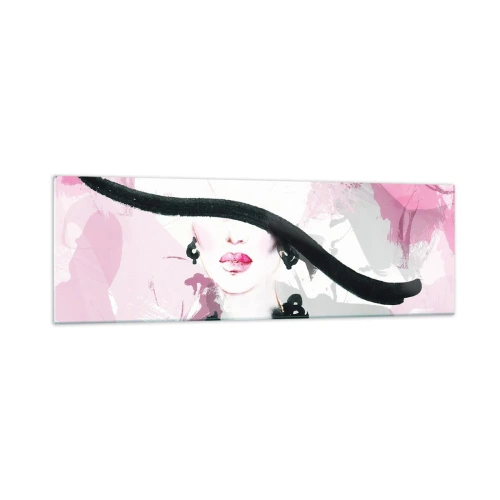 Quadro em vidro - Retrato de uma dama a preto e rosa - 160x50 cm