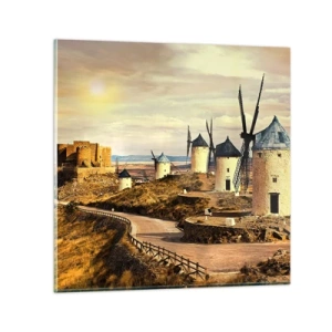 Quadro em vidro - Dom Quixote está prestes a aparecer - 30x30 cm