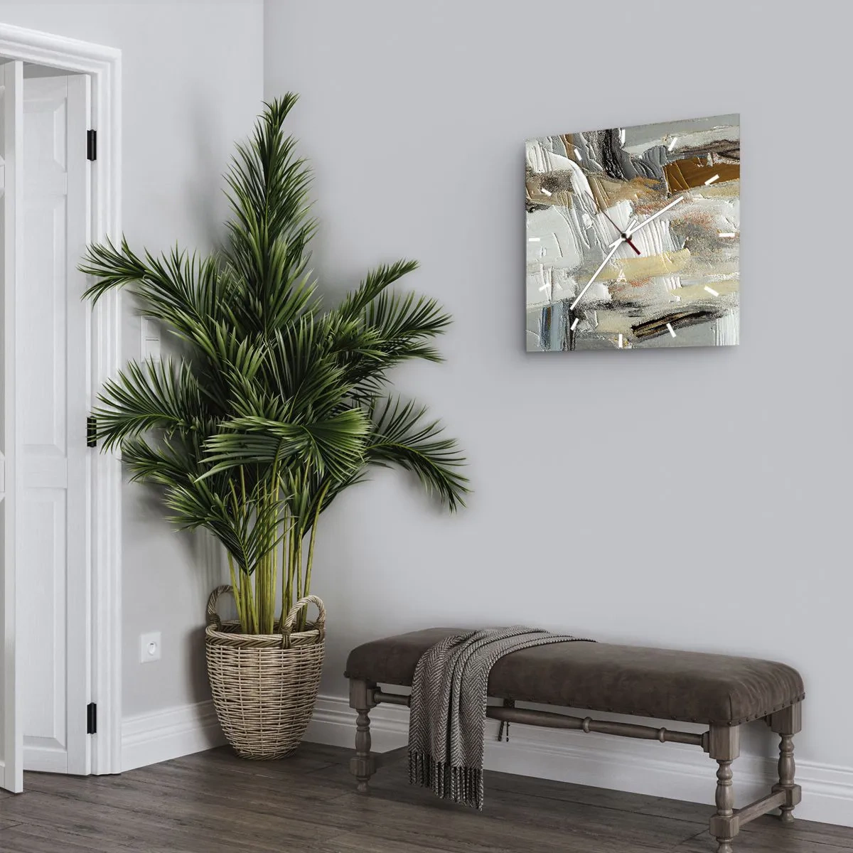 Relógio de parede - Relógio em vidro - Camadas coloridas - 30x30 cm