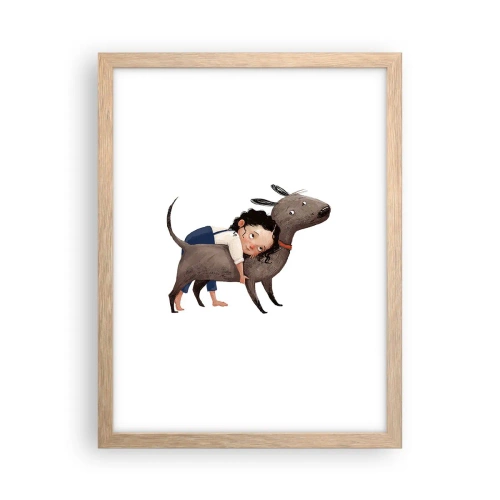 Pôster com moldura de carvalho claro - Melhores amigos - 30x40 cm