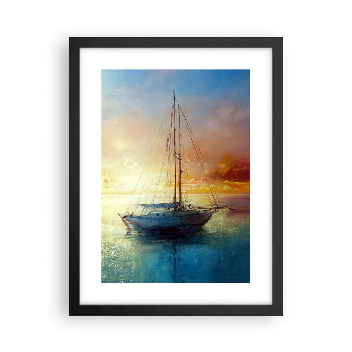 Pôster com moldura preta - Na baía dourada - 30x40 cm