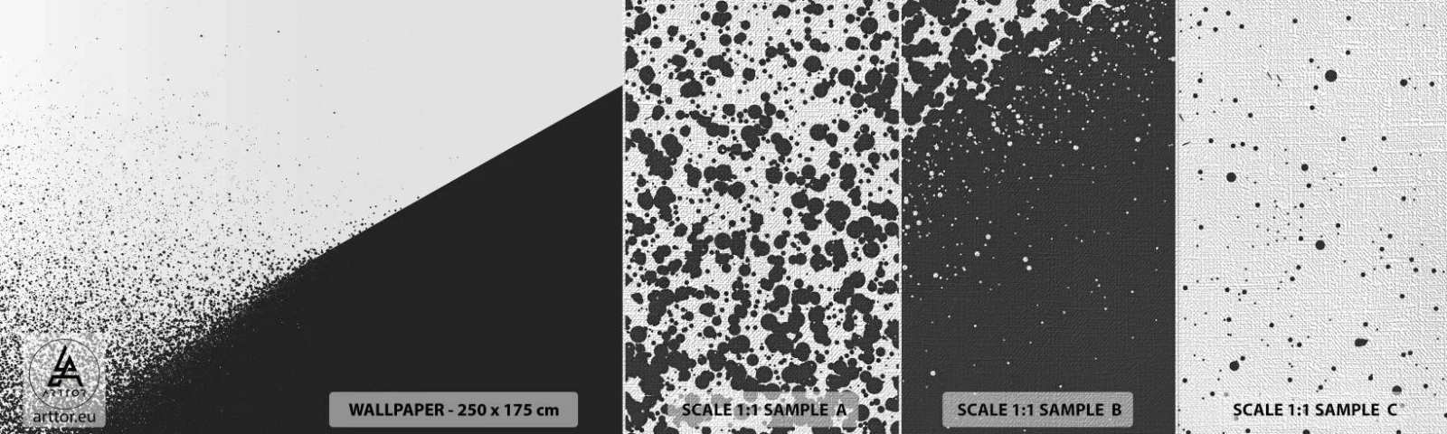 Amostra de papel de parede Premium Canvas - Cada vez mais rápido, cada vez mais - Abstração, Gráficos, Preto e branco - 100x30 cm