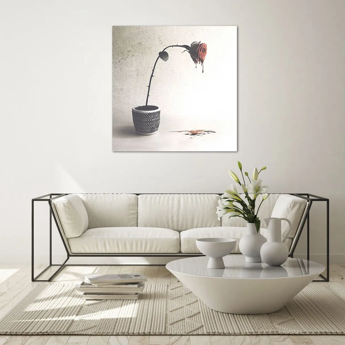 Quadro em vidro - Rosa dolorosa - 40x40 cm