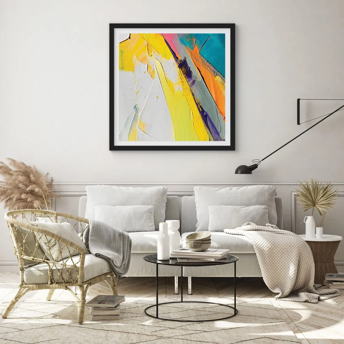 Pôster com moldura preta - Anatomia da luz - 40x40 cm