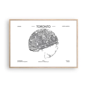 Pôster com moldura de carvalho claro - Anatomia de Toronto - 100x70 cm