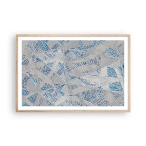 Pôster com moldura de carvalho claro - Em um labirinto azul e cinza - 91x61 cm