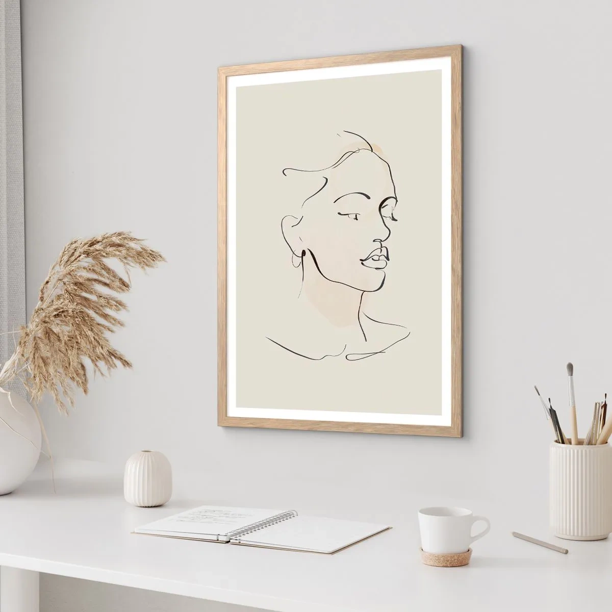 Pôster com moldura de carvalho claro - Uma certa linha - 70x100 cm