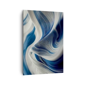 Quadro em tela - A fluidez do azul e do branco - 70x100 cm
