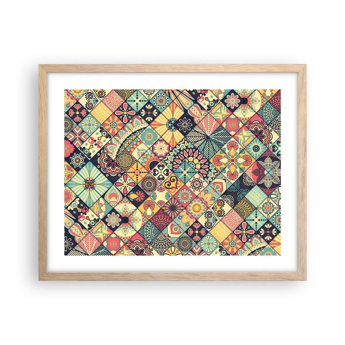 Pôster com moldura de carvalho claro - Vibrações marroquinas - 50x40 cm
