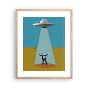 Pôster com moldura de carvalho claro - Encontro próximo - 40x50 cm