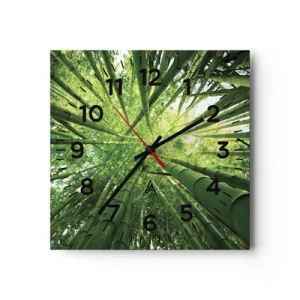 Relógio de parede - Relógio em vidro - Em um bosque de bambu - 40x40 cm