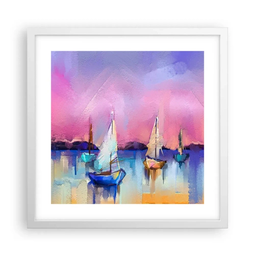 Pôster em moldura branca - Direção: águas largas - 40x40 cm