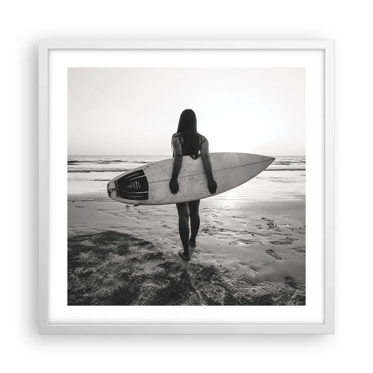 Pôster em moldura branca - Filha da onda do mar - 50x50 cm
