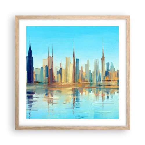 Pôster com moldura de carvalho claro - Uma metrópole ensolarada - 50x50 cm