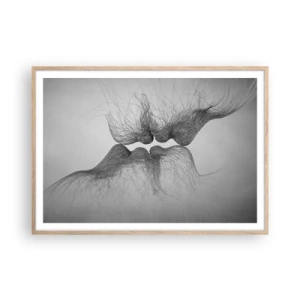 Pôster com moldura de carvalho claro - O beijo do vento - 100x70 cm