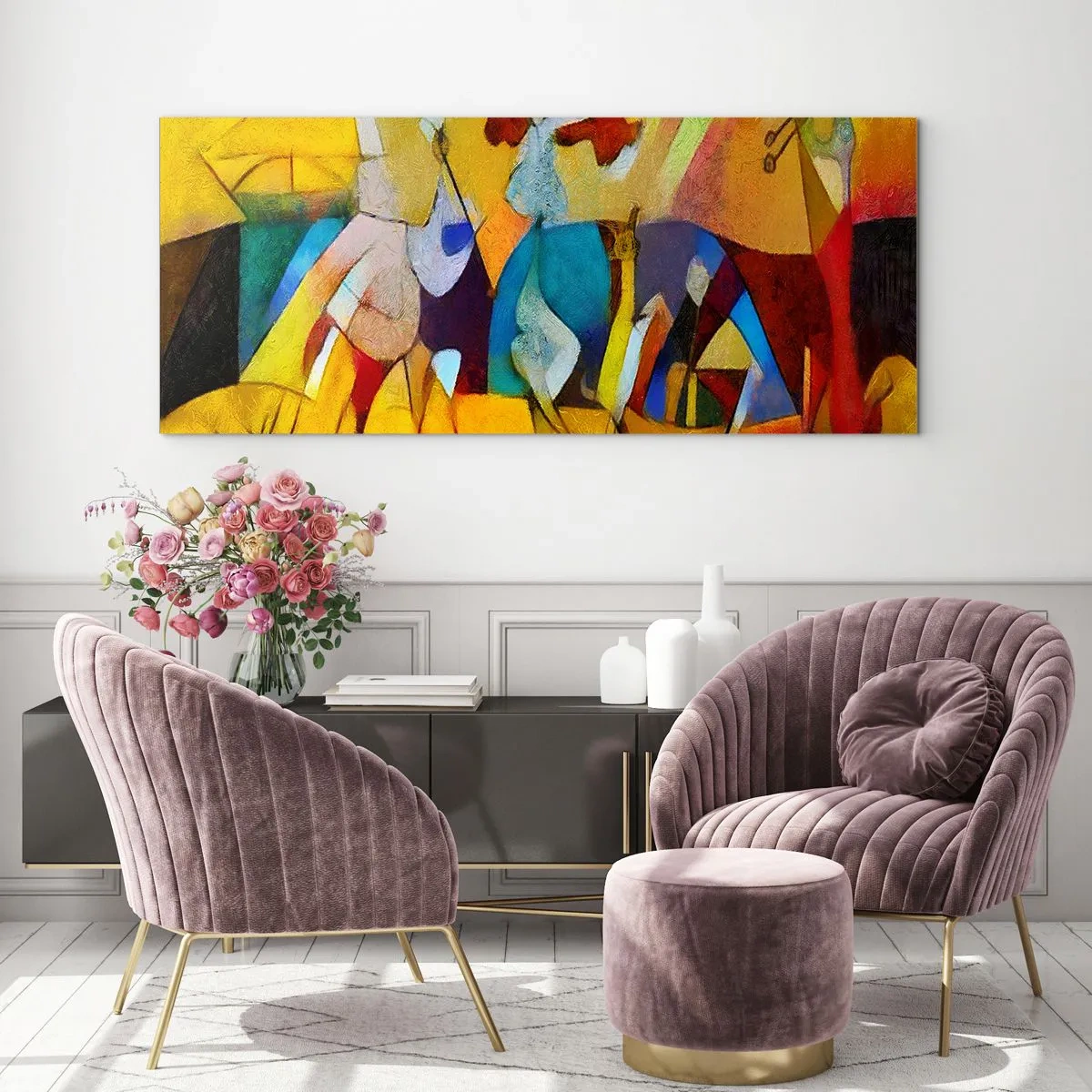 Quadro em vidro - Sol - vida - alegria - 140x50 cm