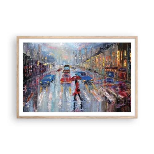 Pôster com moldura de carvalho claro - Tarde chuvosa na cidade - 91x61 cm
