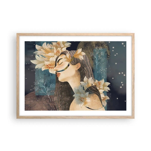 Pôster com moldura de carvalho claro - O conto da princesa com lírios - 70x50 cm