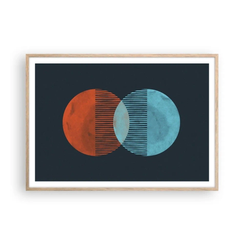 Pôster com moldura de carvalho claro - Fantasia astronómica - 100x70 cm