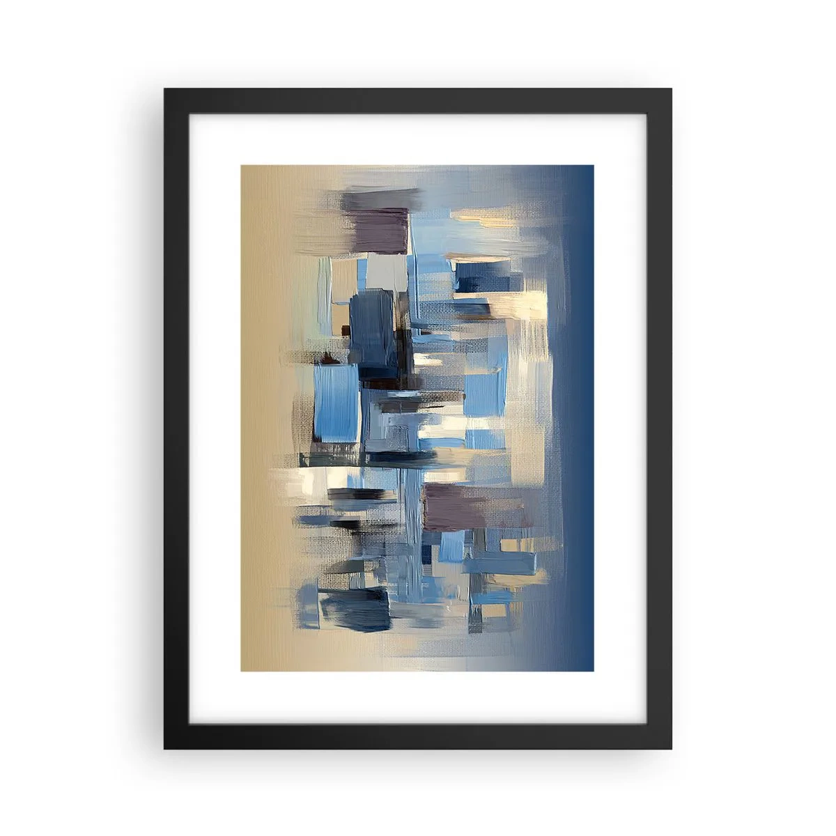 Pôster com moldura preta - Construção azul - 30x40 cm