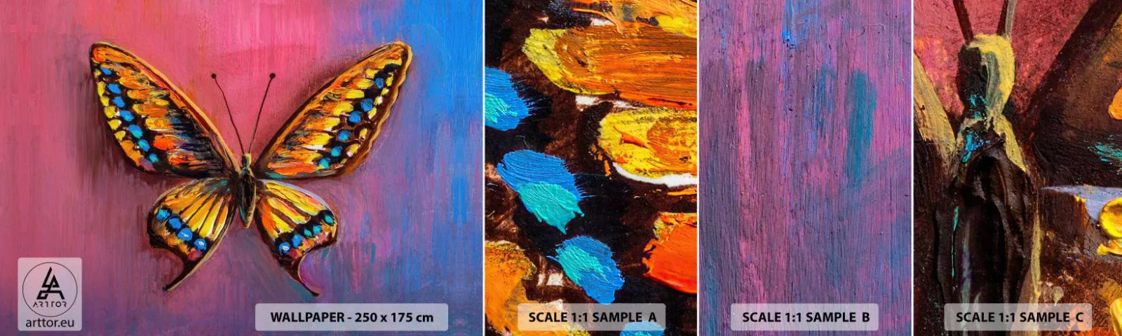 Amostra de Papel de Parede Standard Eco - Uma joia da natureza - Borboleta, Pedaço, Pintura - 100x30 cm