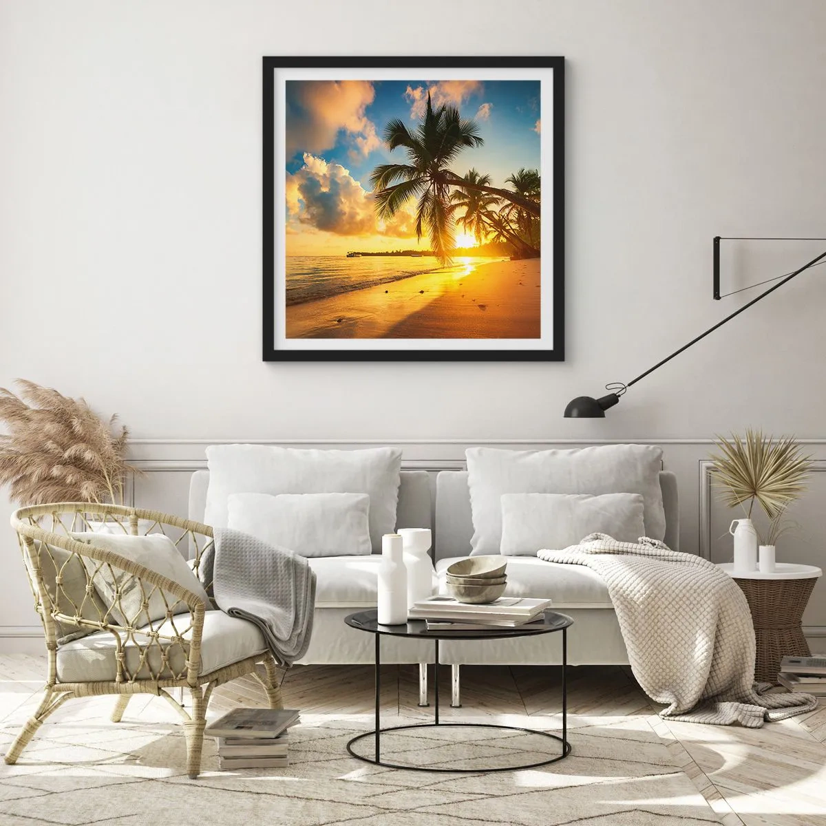 Pôster com moldura preta - Um sonho caribenho - 50x50 cm
