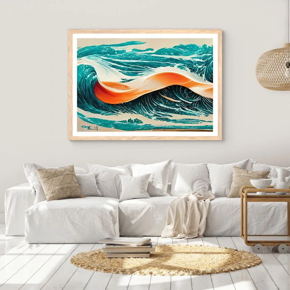 Pôster com moldura de carvalho claro - O sonho de um surfista - 91x61 cm