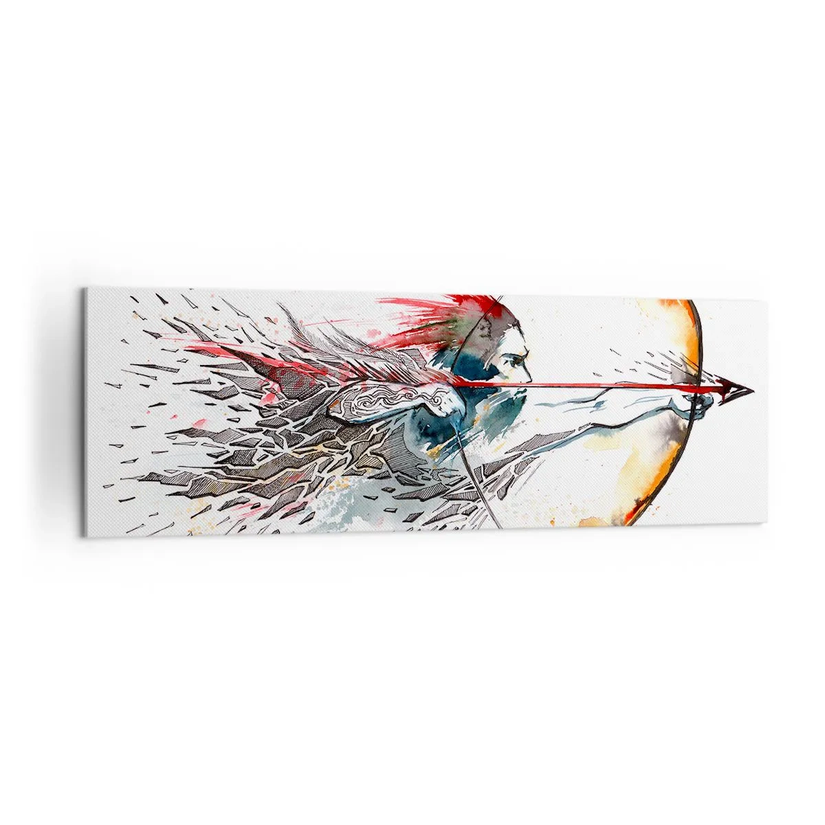 Quadro em tela - Guerreiro mítico com um arco de fogo - 160x50 cm