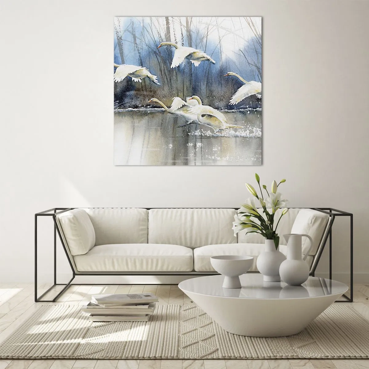 Quadro em vidro - Como no conto de fadas sobre cisnes selvagens - 60x60 cm