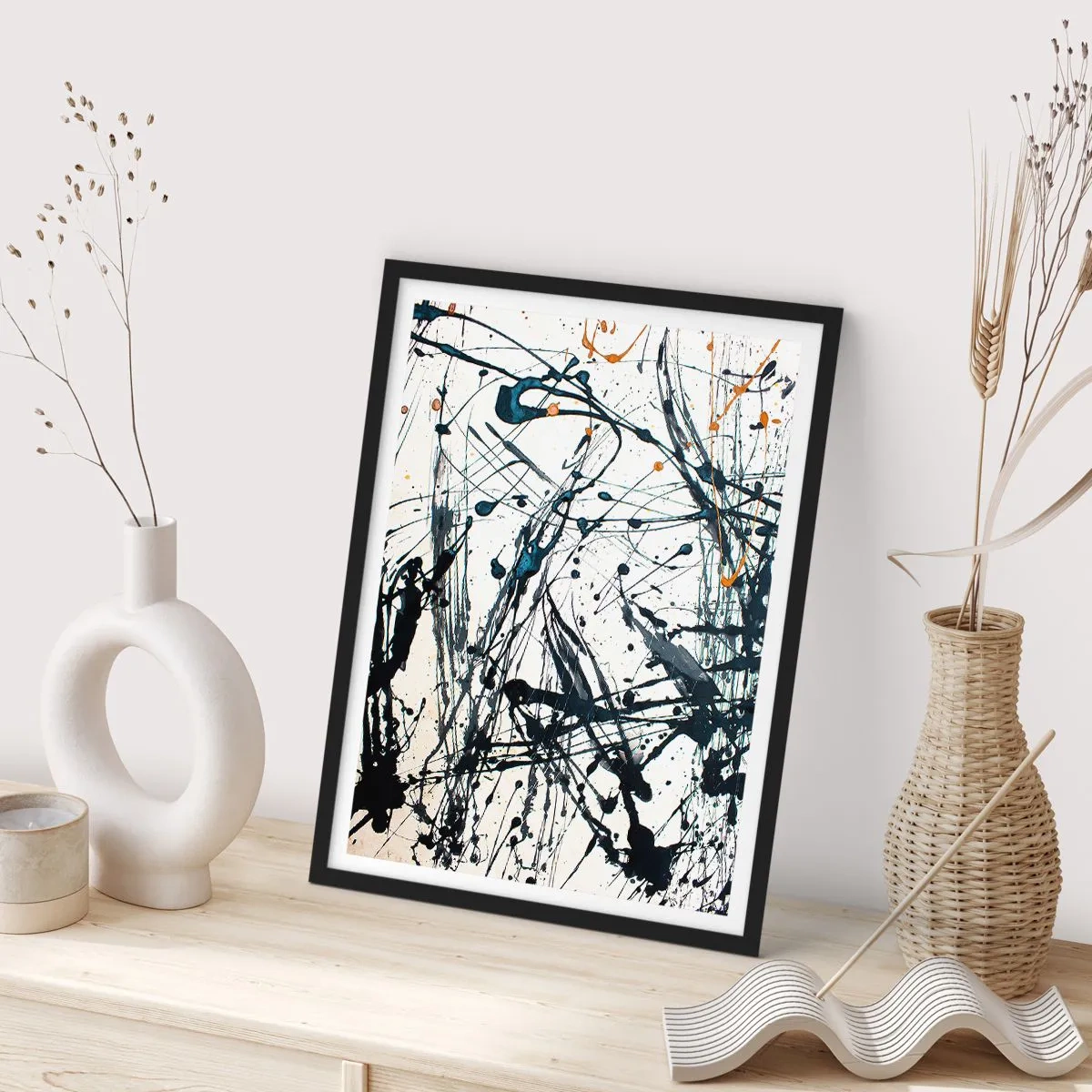 Pôster com moldura preta - Abstração expressionista - 61x91 cm