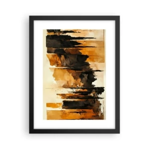 Pôster com moldura preta - Harmonia de preto e dourado - 30x40 cm